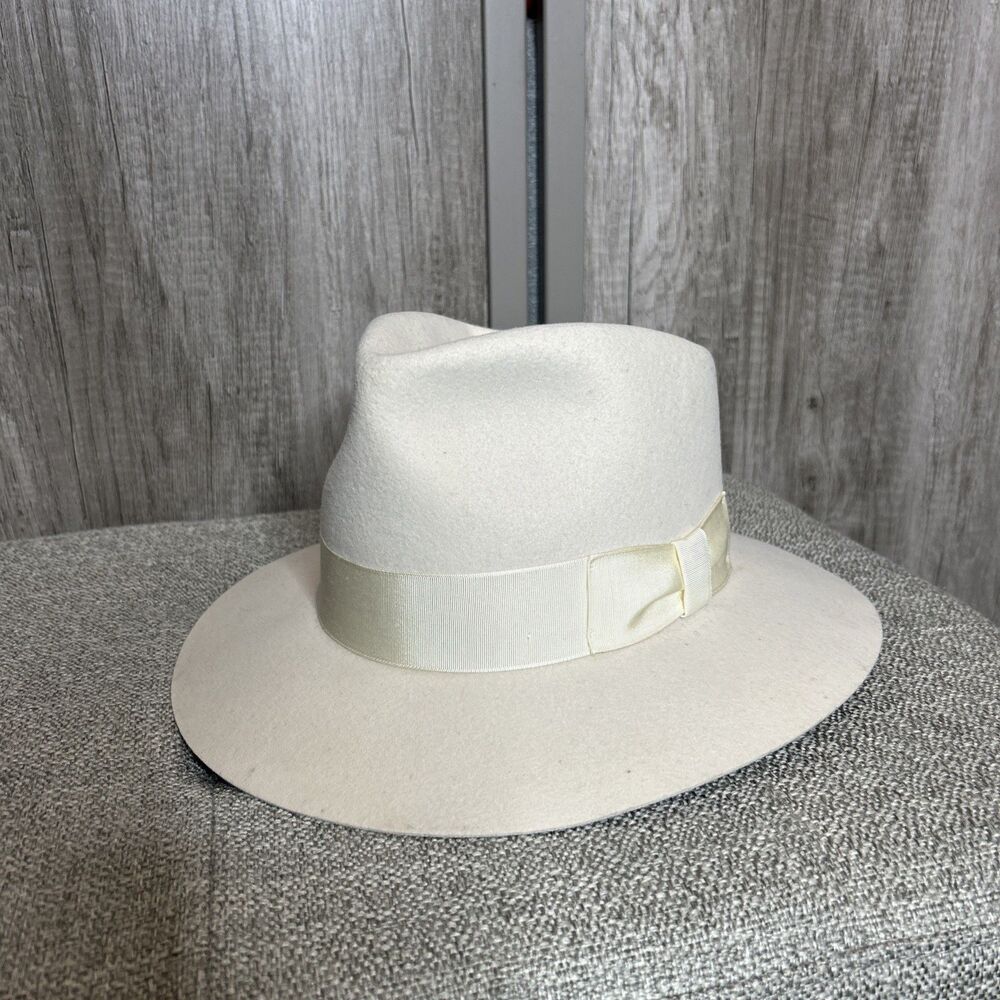 Bollman Fedora Wool Hat Mens Ivory Kop Made in USA
